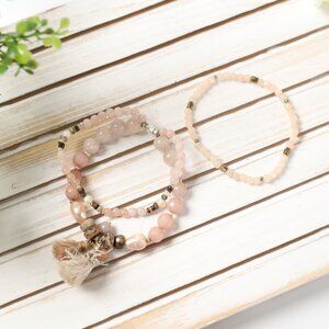Pink Beaded Bracelet Set